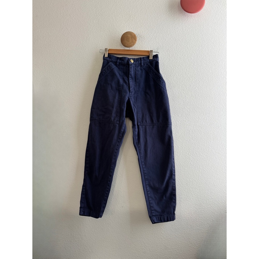 Big Bud Press Navy Blue High Waisted Cotton Twill Pants XS Made in LA